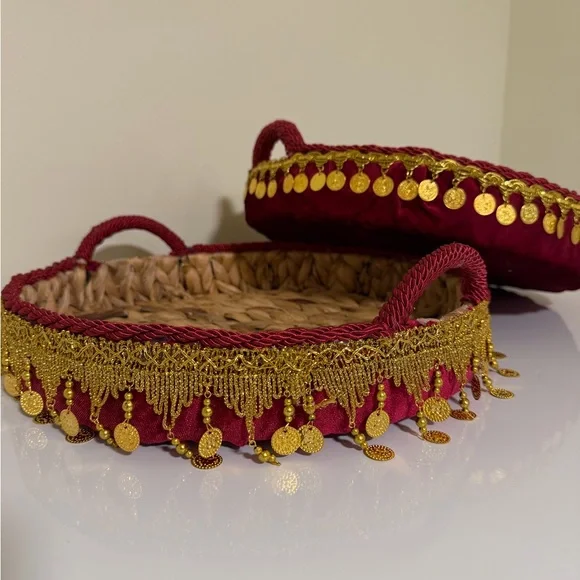 Red and Gold Decorative Henna Baskets